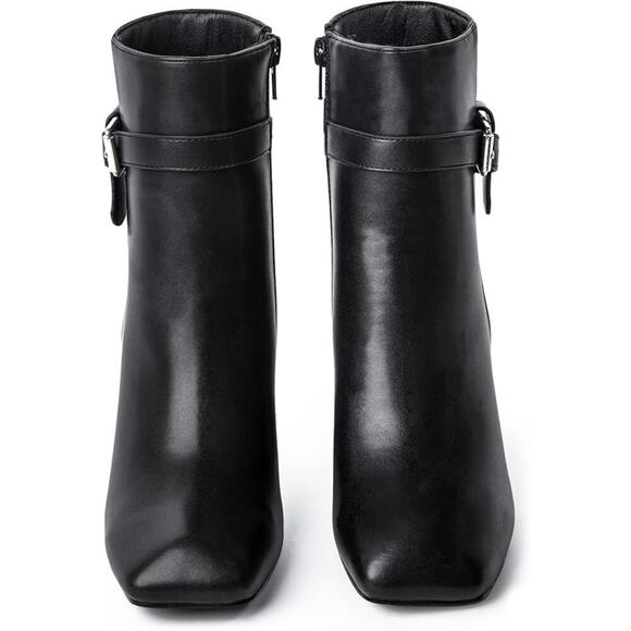 NIB Women's Booties Chunky Heel Side Zipper Ankle Boots for Ladies Black - Picture 5 of 6